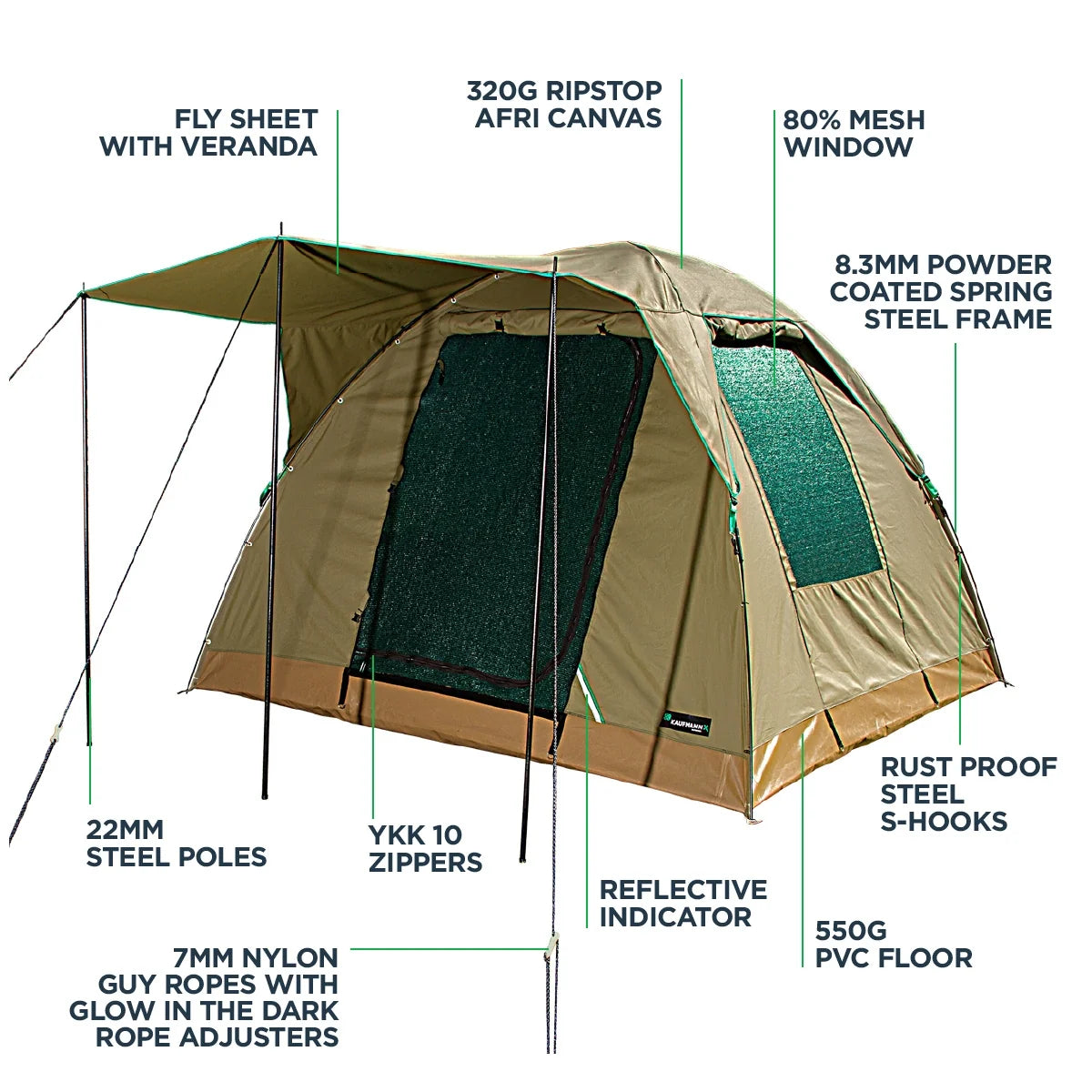 Kaufmann X AFRI Canvas Dome Tent 3 × 3m with Fly Sheet