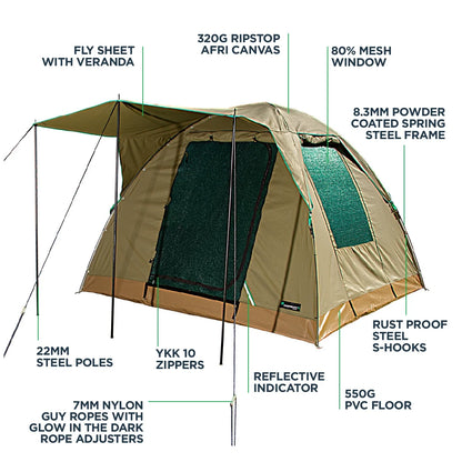 Kaufmann X AFRI Canvas Dome Tent 3 × 3m with Fly Sheet