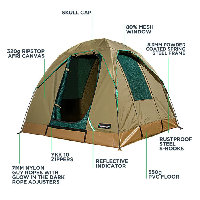 Kaufmann X AFRI Canvas 2–3 Man Dome Tent with Skull Cap